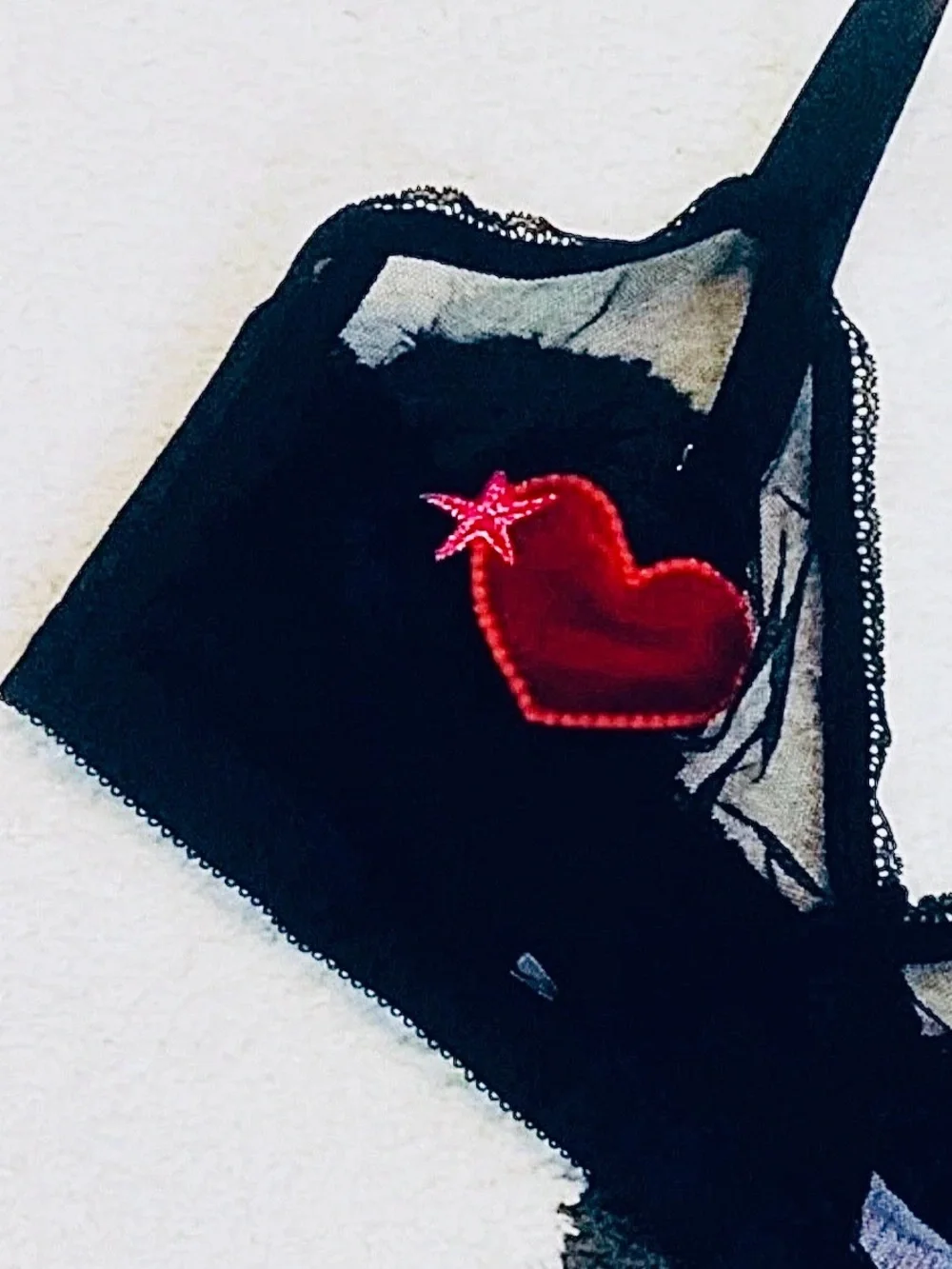 NWT Savage x Fenty XL Rihanna Valentines Day Heart Mesh Bra Panties Lingerie Set